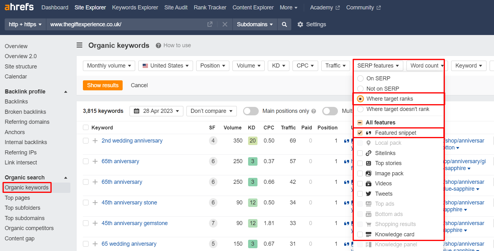 serp features